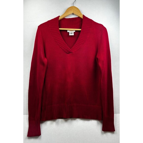 Talbots Sweater Womens Medium Silk Cashmere Red V-Neck Pullover Timeless Knit - Picture 1 of 5